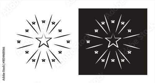 Black fireworks confetti explosion, celebration party icon, vector illustration.


