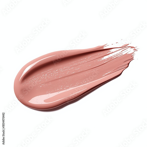 Glossy creamy lip tint smear soft mauve pink isolated white background