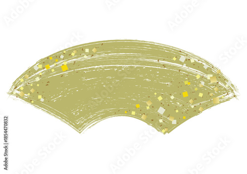 金箔をちりばめた筆タッチの扇形フレーム/くすみ黄色