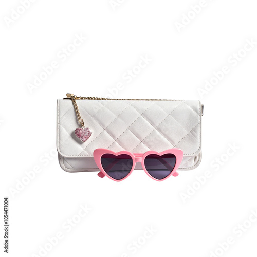 Modern  pink fashion sunglasses with dark plastic frames and protective lenses isolated on a white background as a stylish summer eyewear accessory