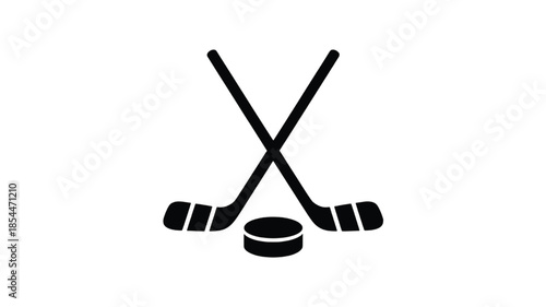 A minimalist black and white logo design featuring two crossed hockey sticks forming an X shape, with their handles meeting at a central point (2)_traced