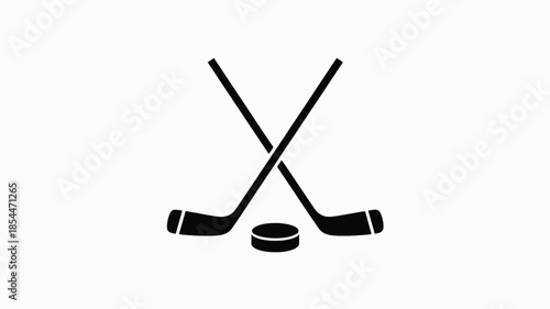 A minimalist black and white logo design featuring two crossed hockey sticks forming an X shape, with their handles meeting at a central point (3)_traced