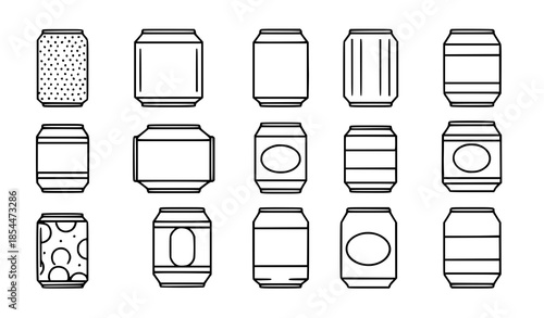 Minimal Tin Can Line Icons Vector Set for UI UX Design