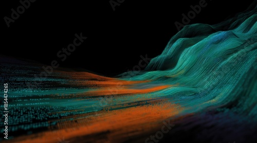 Wallpaper Mural A vibrant abstract representation of flowing data, showcasing waves of color against a dark background, suggesting movement and digital transformation. Torontodigital.ca