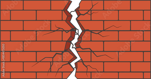 Brick Wall with Vertical Crack Structural Damage and Resilience Illustration