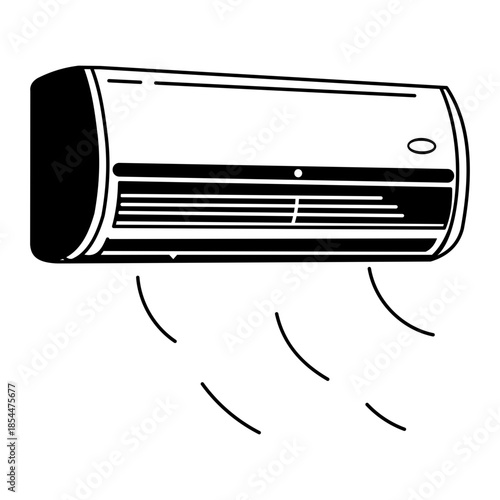 A doodle style illustration showing air conditioner