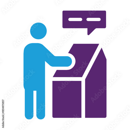 person putting mail in mailbox with speech bubble