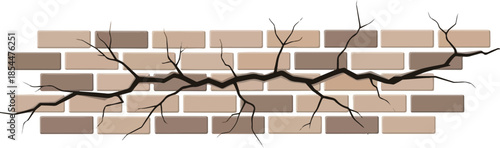 Cracked Brick Wall Texture A Detailed Vector Illustration for Design and Backgrounds
