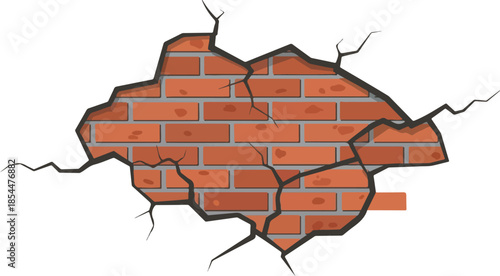 Cracked Brick Wall A Detailed Illustration of Damage and Decay for Design and Concept Use