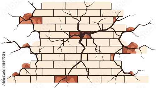 Cracked Brick Wall Illustration A Depiction of Damage and Deterioration in Architectural Structures