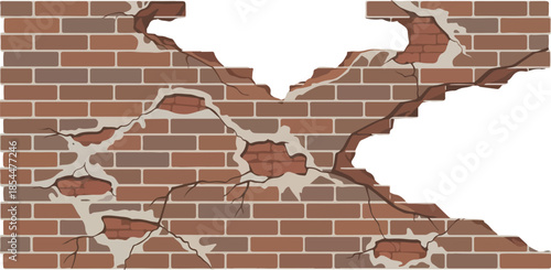Cracked brick wall illustration showing damage and deterioration with visible holes and breaks