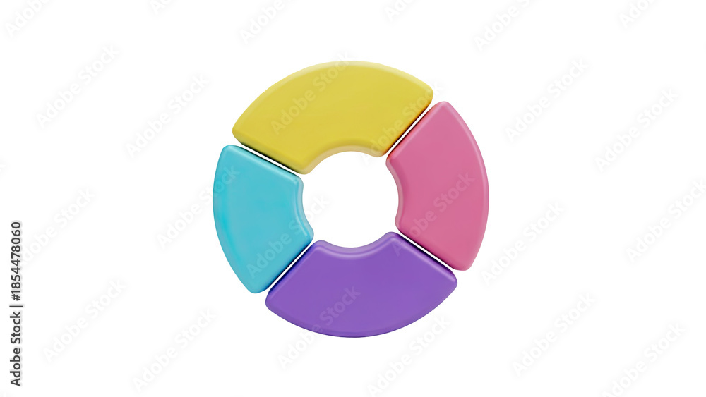 Obraz premium 3D Colorful Pie Chart Segments on Transparent Background