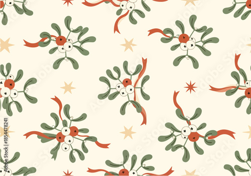 Holiday Mistletoe Pattern Celebration Design Elements