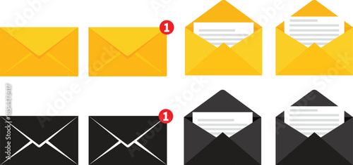Mail and Email Icon Set Vector for Message, Inbox, Newsletter and Communication