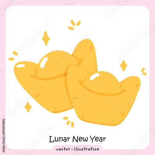 Traditional Chinese Gold Ingot Sycee for Lunar New Year and Wealth illustration vector