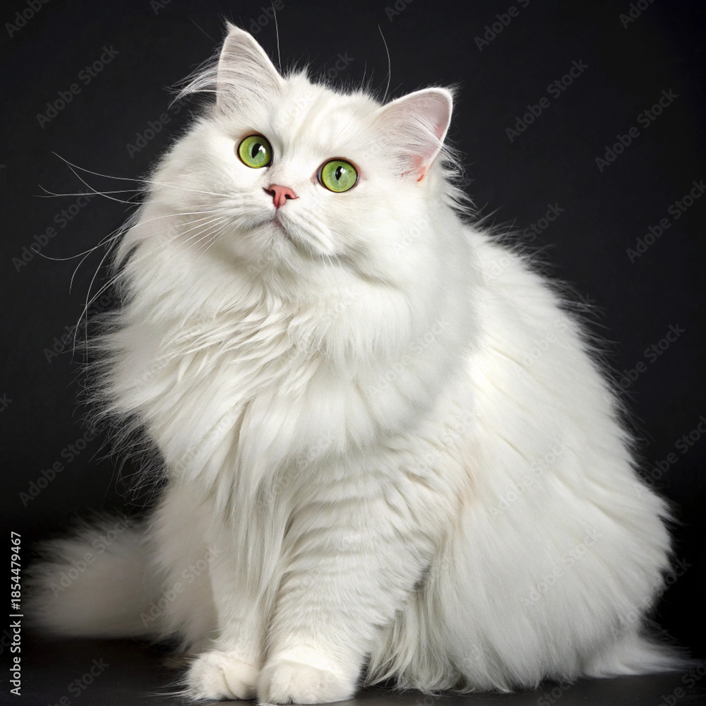 Fototapeta premium white cat on black background