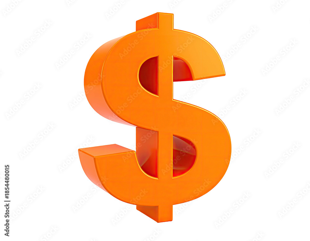 Obraz premium A 3D rendered orange dollar sign against a solid black backdrop