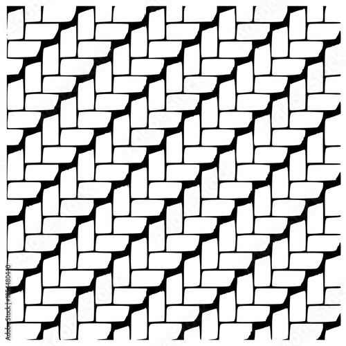 Black and white hand-drawn brick pattern, seamless masonry wall texture.