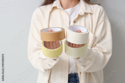 Young woman with adhesive t...