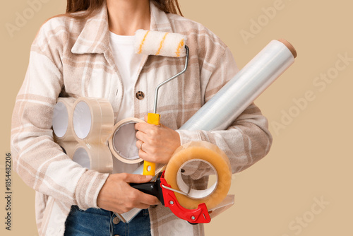 Young woman with adhesive t...