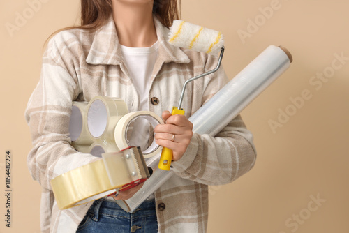 Young woman with adhesive t...