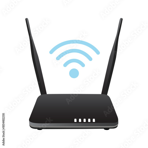 Wi Fi Router cartoon design. communication network technology