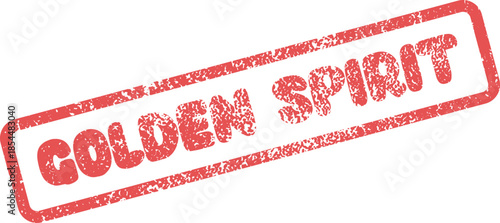 Grunge textured red rubber stamp effect showcasing the inspiring Golden Spirit