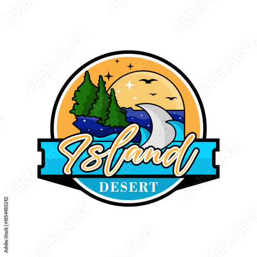 desert coral beach wave circle logo