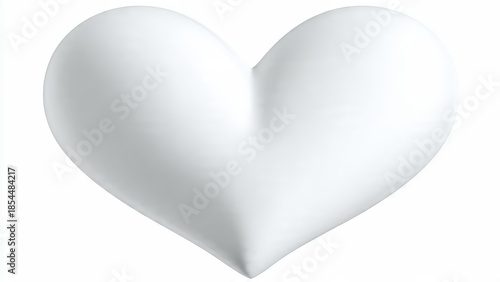 Minimalist white heart shape on a clean white background, representing love, purity, and simplicity.