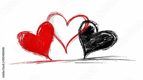 Abstract Brush Stroke Hearts Symbolizing Love, Passion, and Connection