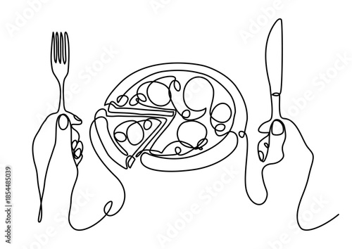 vector illustration of eating pizza 