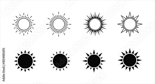 Collection of diverse sun illustrations in various styles and designs