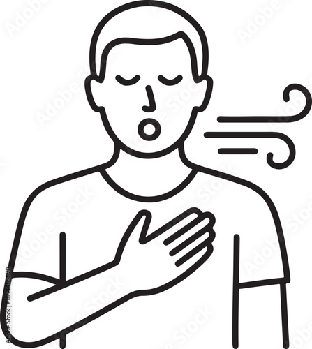 Person breathing with hand on chest