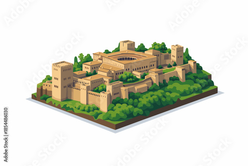 La Alhambra en perspectiva isométrica