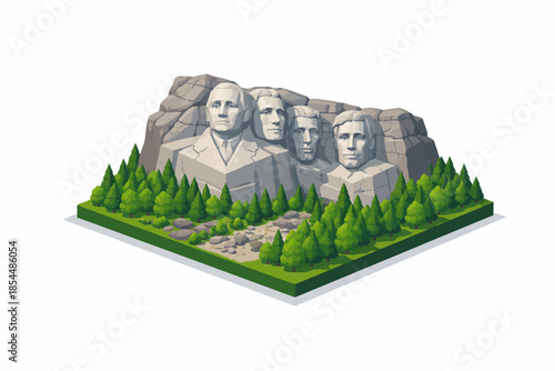 Monte Rushmore en 3D isométrico
