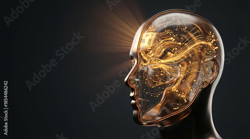 Abstract AI Brain with Circuitry, Artificial Intelligence Concept