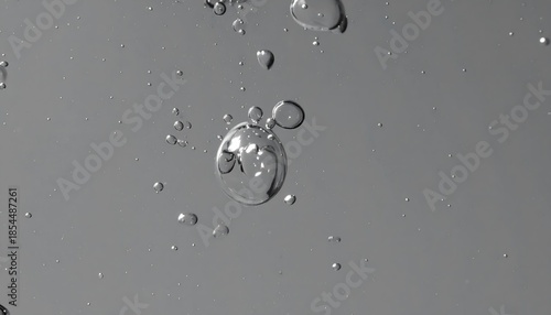 Bubbles dance in grayscale liquid