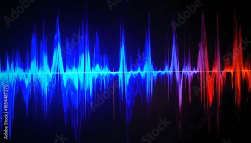 Energetic blue to red audio waves