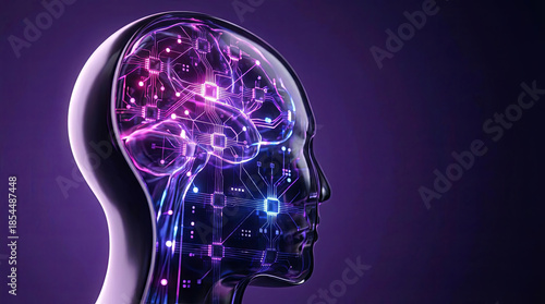 Abstract Digital Brain, Artificial Intelligence and Technology Concept