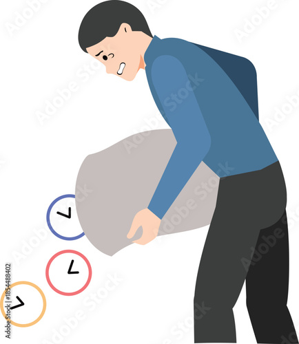 Throwing Away Time Concept Illustration / Ilustración Conceptual de Tirar el Tiempo / Ilustração Conceitual de Jogar Fora o Tempo