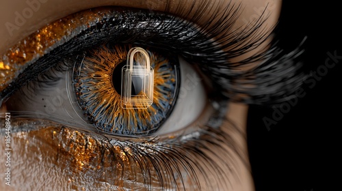 Digital Security Concept – Locked Data Reflected in Human Eye