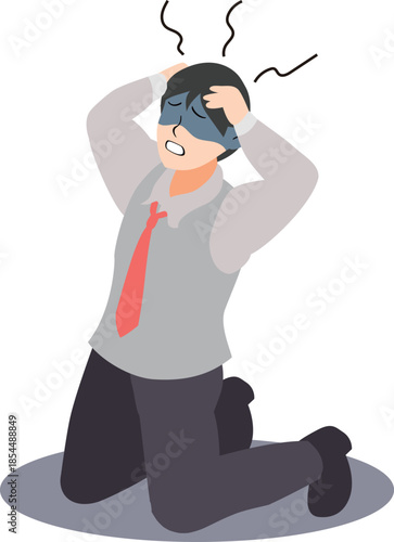 Stressed Businessman Under Pressure Illustration / Ilustración de Hombre de Negocios Estresado Bajo Presión / Ilustração de Empresário Estressado Sob Pressão