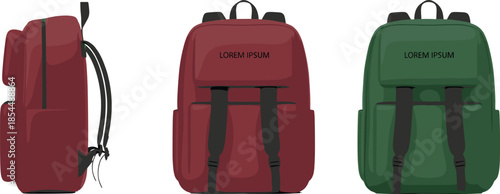 PrintBackpack illustration collection, school travel bag vector graphic, student accessory design outline icon, fashion luggage sketch art, outdoor carrying pattern set