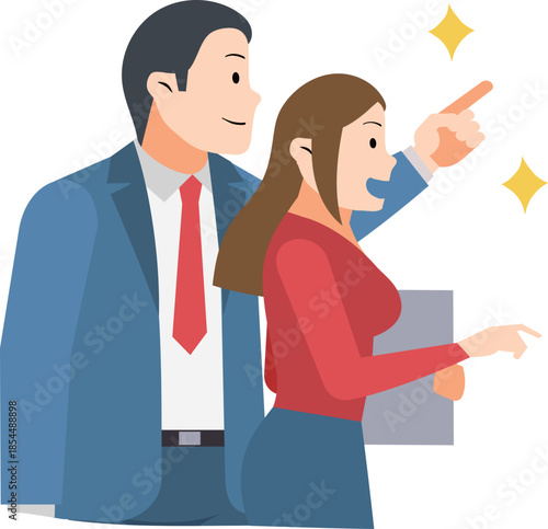 Happy Business Team Celebrating Success Side View Illustration / Ilustración de Equipo de Negocios Feliz Celebrando el Éxito Vista Lateral / Ilustração de Equipe de Negócios Feliz Celebrando o Sucesso