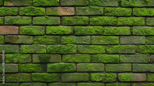 Wallpaper Mural Moss green brick wall background texture old grunge pattern nature Moss green brick wall background texture shows old surface pattern with nature growth and organic detail for design use Torontodigital.ca