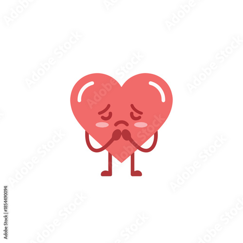 Cute Sad Pleading Red Heart Character