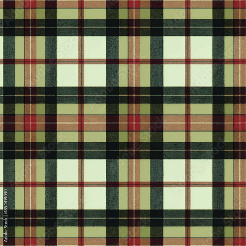 Classic Plaid Tartan Pattern in Green, Red, and Beige