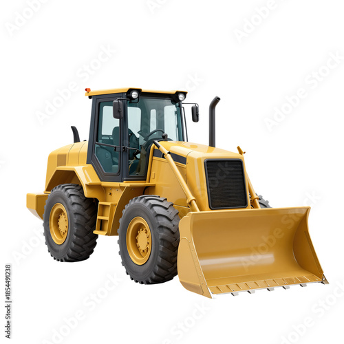 Yellow Wheel Loader With Raised Bucket