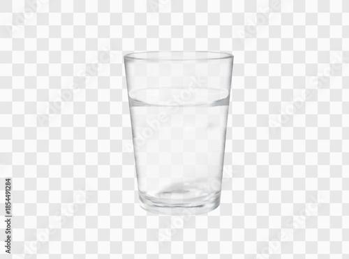 Short whiskey or water glass. Transparent vector illustration.