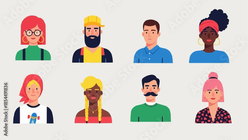 Diverse Group of People Avatars Representing Different Genders and Ethnicities.